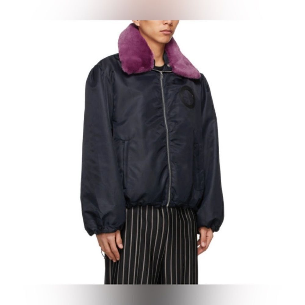 Random Identities Purple Faux Fur Black Windbreaker w/ Tags Size: S Unisex